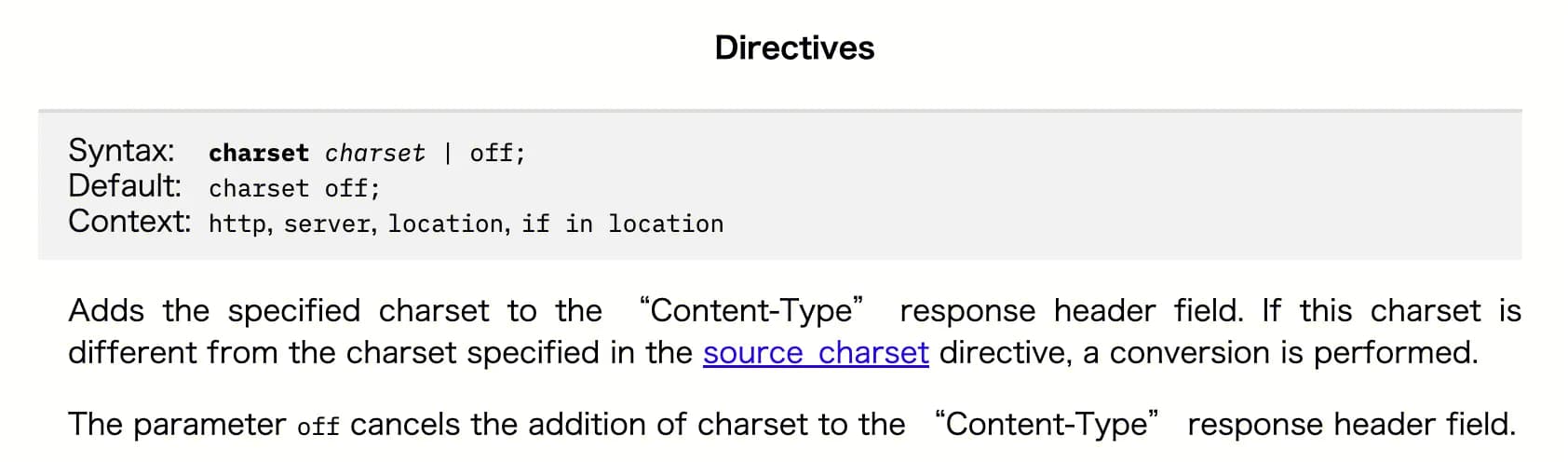 NGINX charset 文档